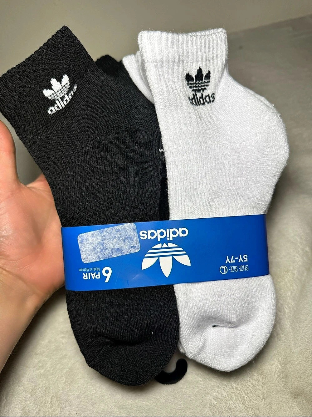 adidas Originals Trefoil Quarter Socks 6-Pack Black & White
